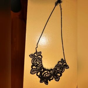 Black floral necklace